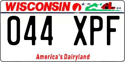 WI license plate 044XPF