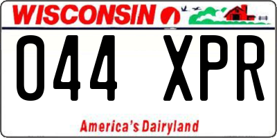 WI license plate 044XPR