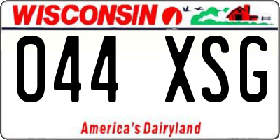 WI license plate 044XSG