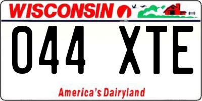 WI license plate 044XTE