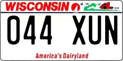 WI license plate 044XUN