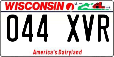 WI license plate 044XVR