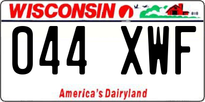 WI license plate 044XWF