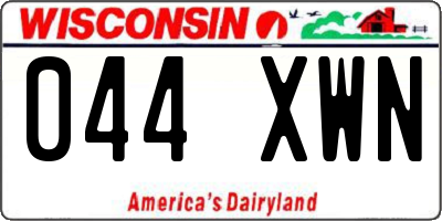 WI license plate 044XWN