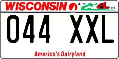 WI license plate 044XXL