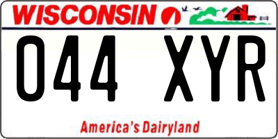 WI license plate 044XYR
