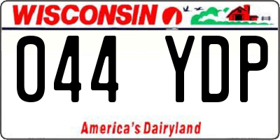 WI license plate 044YDP
