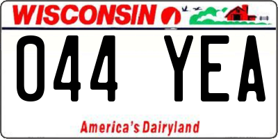 WI license plate 044YEA
