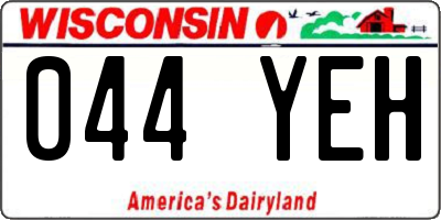 WI license plate 044YEH