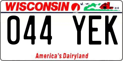 WI license plate 044YEK