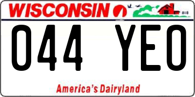 WI license plate 044YEO