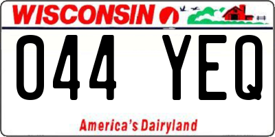 WI license plate 044YEQ