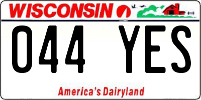 WI license plate 044YES