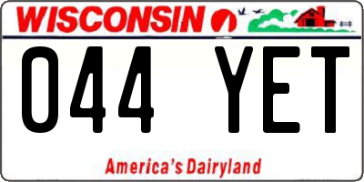 WI license plate 044YET