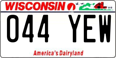 WI license plate 044YEW