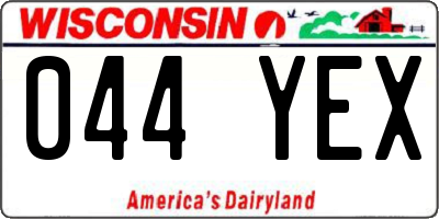 WI license plate 044YEX
