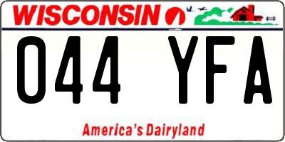 WI license plate 044YFA
