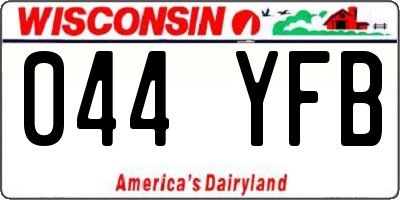WI license plate 044YFB