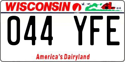 WI license plate 044YFE