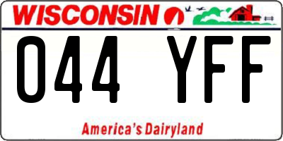 WI license plate 044YFF