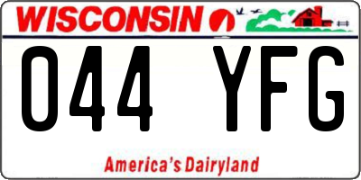 WI license plate 044YFG