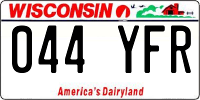 WI license plate 044YFR