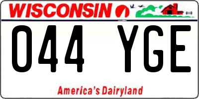 WI license plate 044YGE