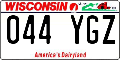 WI license plate 044YGZ