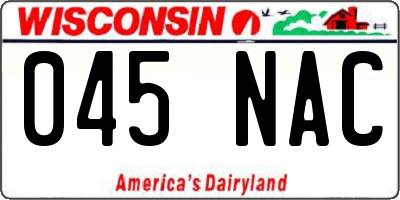 WI license plate 045NAC