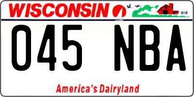 WI license plate 045NBA