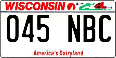 WI license plate 045NBC
