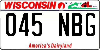 WI license plate 045NBG