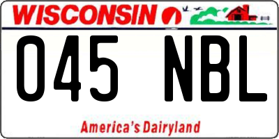 WI license plate 045NBL