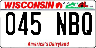 WI license plate 045NBQ