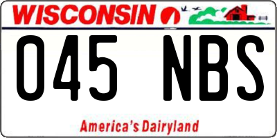 WI license plate 045NBS