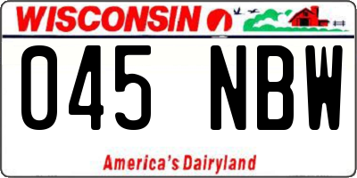 WI license plate 045NBW