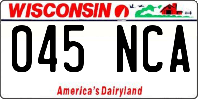 WI license plate 045NCA