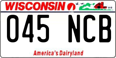 WI license plate 045NCB