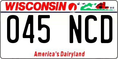 WI license plate 045NCD
