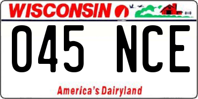 WI license plate 045NCE