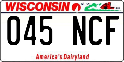 WI license plate 045NCF