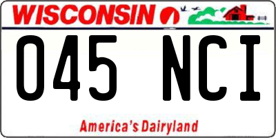 WI license plate 045NCI