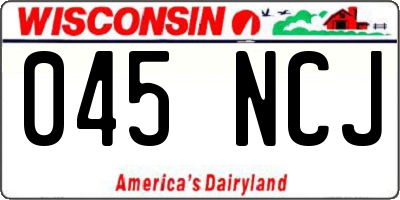 WI license plate 045NCJ