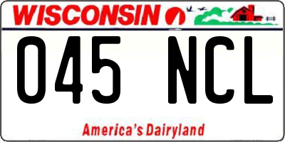 WI license plate 045NCL