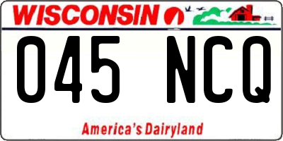 WI license plate 045NCQ