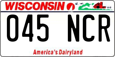 WI license plate 045NCR