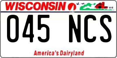 WI license plate 045NCS