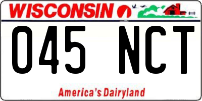 WI license plate 045NCT
