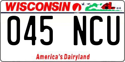WI license plate 045NCU