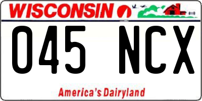 WI license plate 045NCX